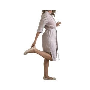 Tahari 100% Linen Mauve Shirt Dress – Relaxed Fit, Mother of Pearl Buttons